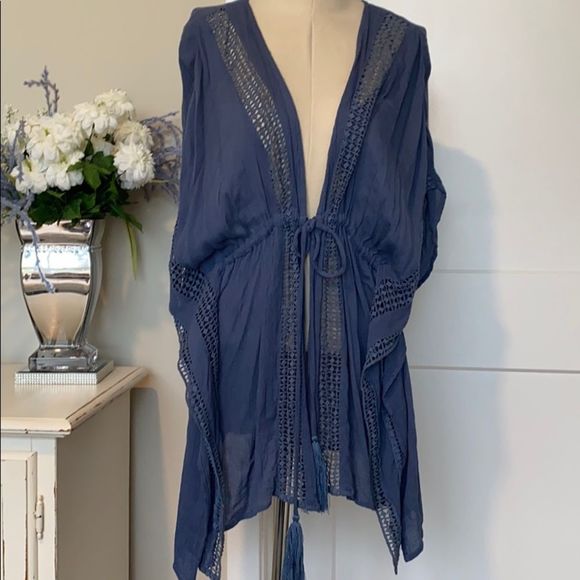 South Moon Under Tie Waist Tassel Cover Up Kimono - Picture 1 of 11